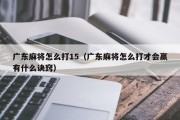 广东麻将怎么打15（广东麻将怎么打才会赢有什么诀窍）