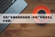 手机广东麻将如何去掉鬼（手机广东麻将怎么打会赢）