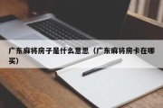 广东麻将房子是什么意思（广东麻将房卡在哪买）