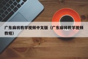 广东麻将教学视频中文版（广东麻将教学视频教程）