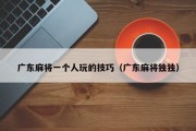 广东麻将一个人玩的技巧（广东麻将独独）
