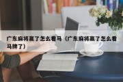 广东麻将赢了怎么看马（广东麻将赢了怎么看马牌了）