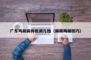 广东鸡胡麻将机调几档（麻将鸡胡技巧）