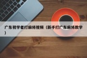 广东初学者打麻将视频（新手打广东麻将教学）