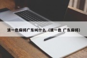 清一色麻将广东叫什么（清一色 广东麻将）