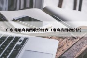 广东揭阳麻将回收价格表（废麻将回收价格）