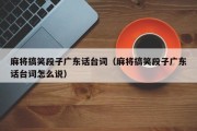 麻将搞笑段子广东话台词（麻将搞笑段子广东话台词怎么说）